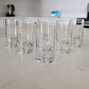 SET OF 6 KROSNO BUBBLE BASE SHOT GLASSES 1.7 OZ CRYSTAL DRINKING GLASSES
